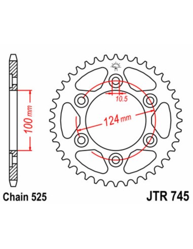 JT SPROCKETS Pinion standard din oțel 745 - 525