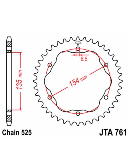 JT SPROCKETS Aluminium Ultra-Light Rear Sprocket 761 - 525 - Requires a JT SPROCKETS Rear Sprocket Carrier