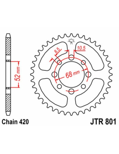 JT SPROCKETS Pinion standard din oțel 801 - 420