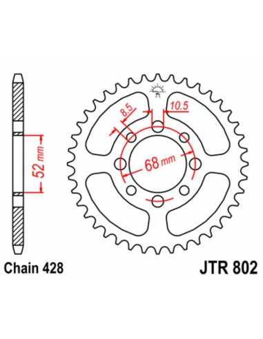 JT SPROCKETS Pinion standard din oțel 802 - 428