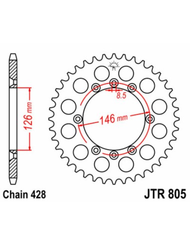 JT SPROCKETS Steel Standard Rear Sprocket 805 - 428