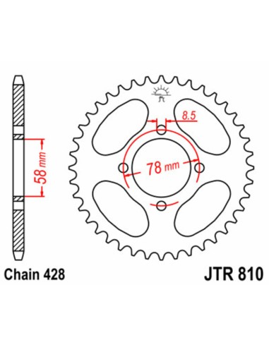 JT SPROCKETS Pinion standard din oțel 810 - 428