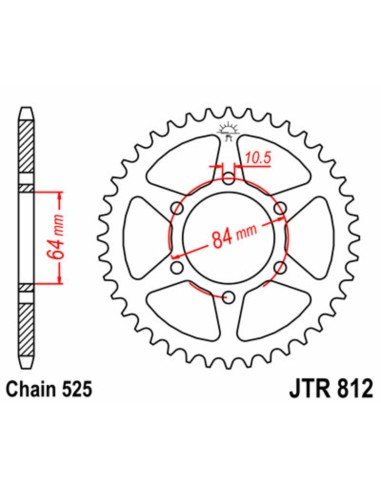 JT SPROCKETS Steel Standard Rear Sprocket 812 - 525