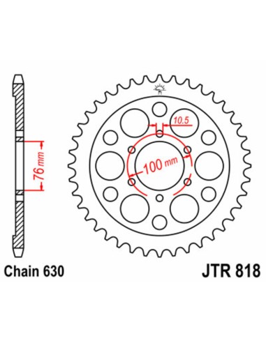JT SPROCKETS Pinion standard din oțel 818 - 630
