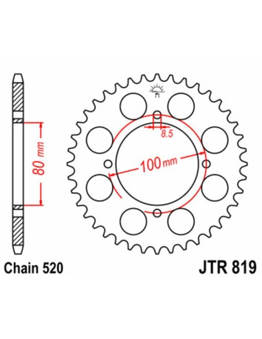 JT SPROCKETS Pinion standard din oțel 819 - 520