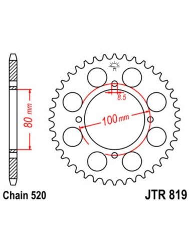 JT SPROCKETS Steel Standard Rear Sprocket 819 - 520