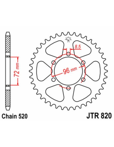 JT SPROCKETS Steel Standard Rear Sprocket 820 - 520