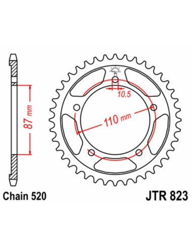 JT SPROCKETS Pinion standard din oțel 823 - 520