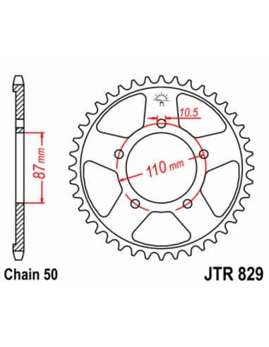 JT SPROCKETS Pinion standard din oțel 829 - 530