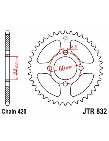 JT SPROCKETS Steel Standard Rear Sprocket 832 - 420