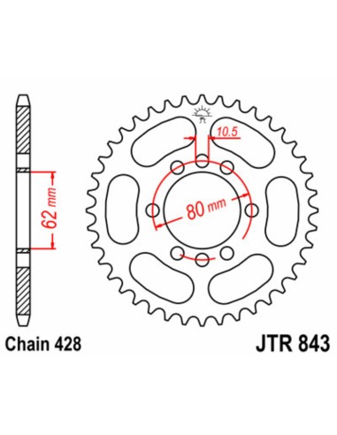 JT SPROCKETS Pinion standard din oțel 843 - 428