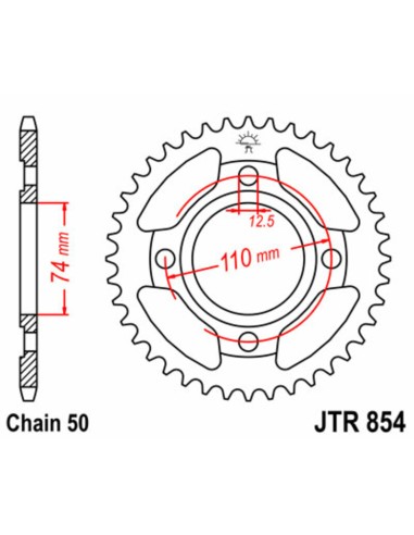 JT SPROCKETS Pinion standard din oțel 854 - 530
