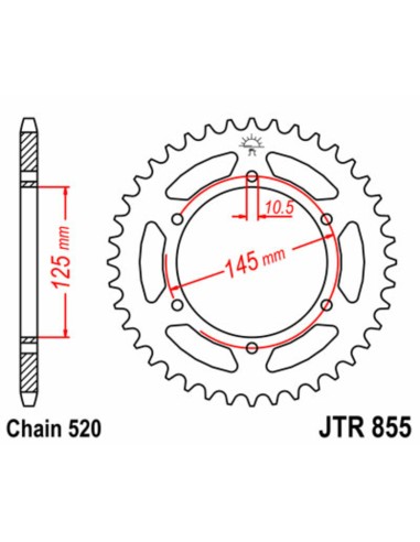 JT SPROCKETS Pinion standard din oțel 855 - 520