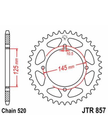 JT SPROCKETS Pinion standard din oțel 857 - 520
