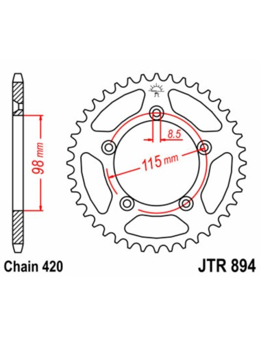 JT SPROCKETS Pinion standard din oțel 894 - 420
