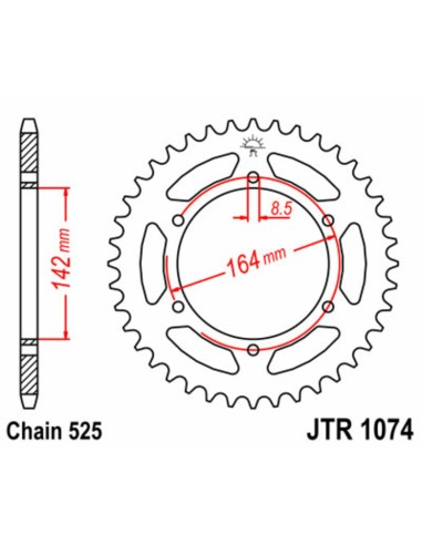 JT SPROCKETS Pinion standard din oțel 1074 - 525