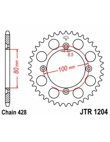 JT SPROCKETS Steel Standard Rear Sprocket 1204 - 428