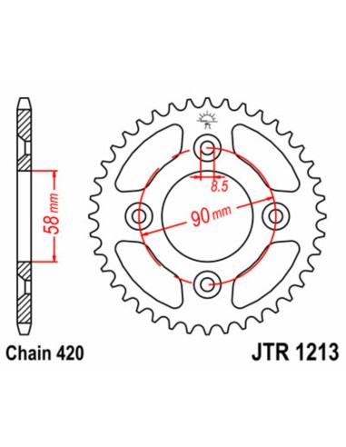 JT SPROCKETS Pinion standard din oțel 1213 - 420