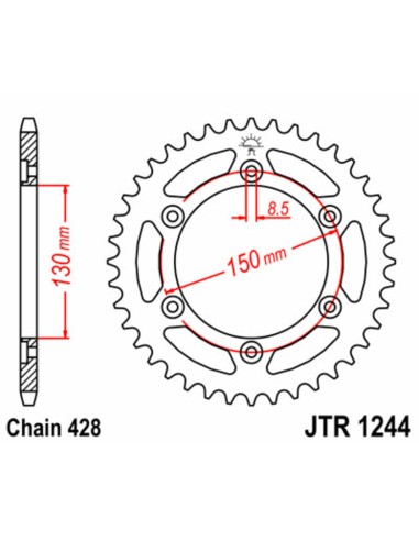 JT SPROCKETS Steel Standard Rear Sprocket 1244 - 428
