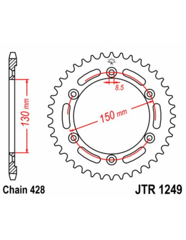 JT SPROCKETS Pinion standard din oțel 1249 - 428