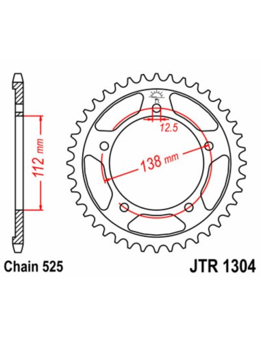 JT SPROCKETS Steel Standard Rear Sprocket 1304 - 525