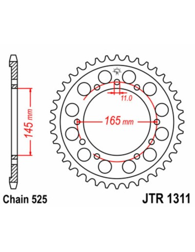 JT SPROCKETS Steel Standard Rear Sprocket 1311 - 525