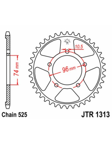 JT SPROCKETS Pinion standard din oțel 1313 - 525