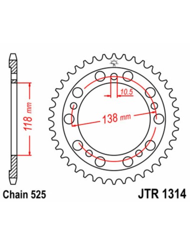 JT SPROCKETS Pinion standard din oțel 1314 - 525