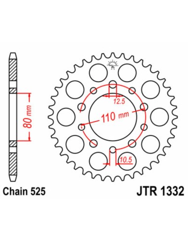 JT SPROCKETS Pinion standard din oțel 1332 - 525