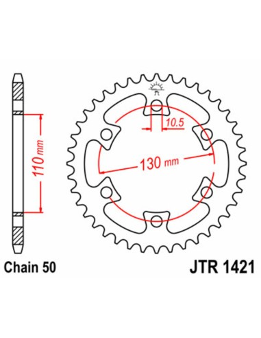 JT SPROCKETS Pinion standard din oțel 1421 - 530