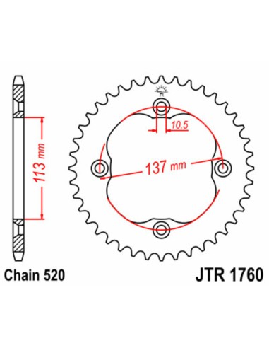 JT SPROCKETS Steel Standard Rear Sprocket 1760 - 520