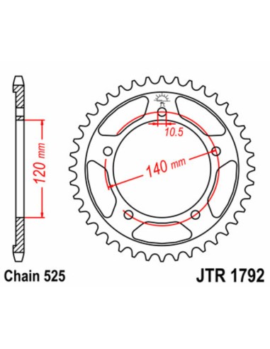 JT SPROCKETS Pinion standard din oțel 1792 - 525