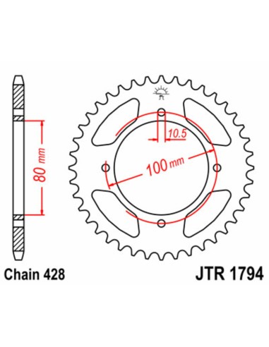 JT SPROCKETS Pinion standard din oțel 1794 - 428