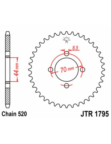 JT SPROCKETS Pinion standard din oțel 1795 - 520