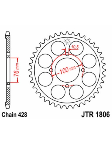 JT SPROCKETS Steel Standard Rear Sprocket 1806 - 428