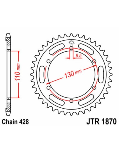 JT SPROCKETS Pinion standard din oțel 1870 - 428
