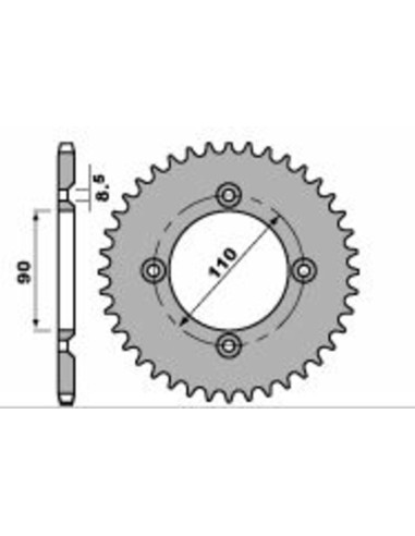 PBR Steel Standard Rear Sprocket 4644 - 415