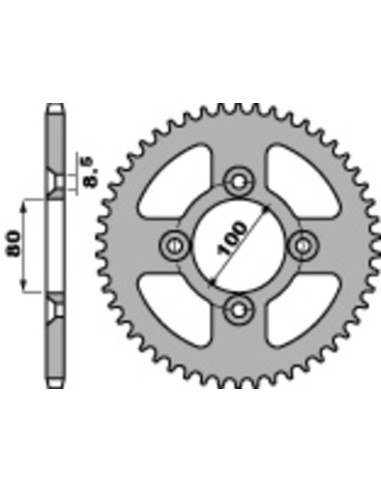 PBR Standard Steel Rear Sprocket 4351 - 428