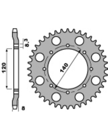 PBR Standard C45 Steel Rear Sprocket 506 - 520