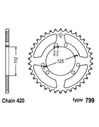 B1 Steel Standard Rear Sprocket - 420