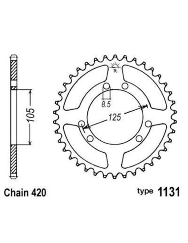 Pinion spate standard din oțel B1 - 420