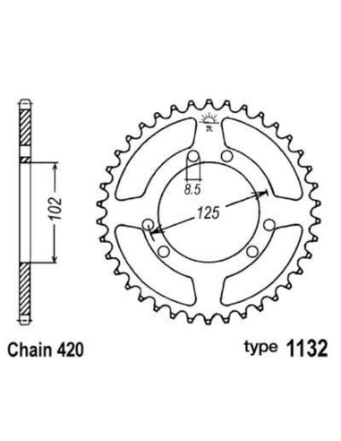 B1 Steel Standard Rear Sprocket - 420