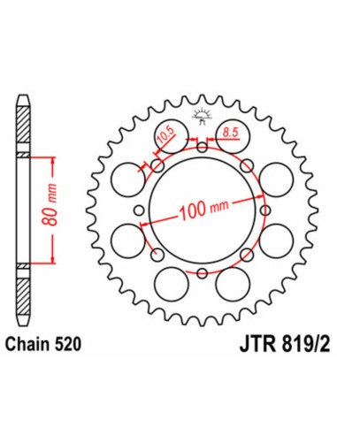 JT SPROCKETS Pinion standard din oțel - 520