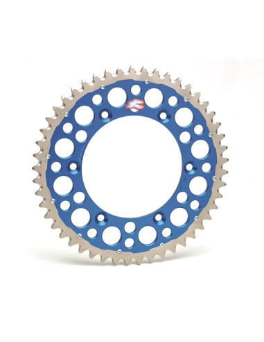 Pinion spate RENTHAL Twinring din aluminiu, ultra-ușoară, cu autocurățare, anodizat dur - 520 albastru