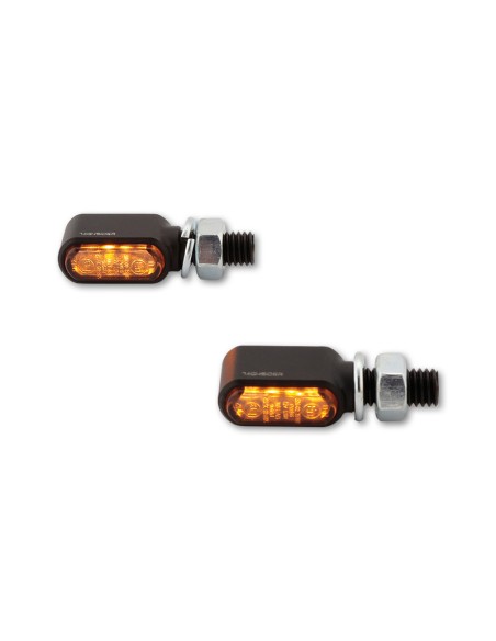 HIGHSIDER CNC LED Indicators Little Bronx, Black, Tinted Glass, E-Approved, (Pair)