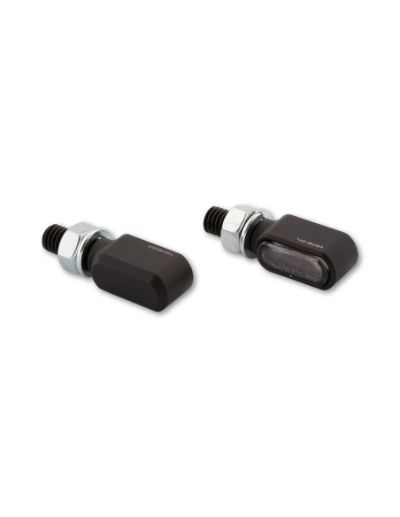 HIGHSIDER CNC LED Indicators Little Bronx, Black, Tinted Glass, E-Approved, (Pair)