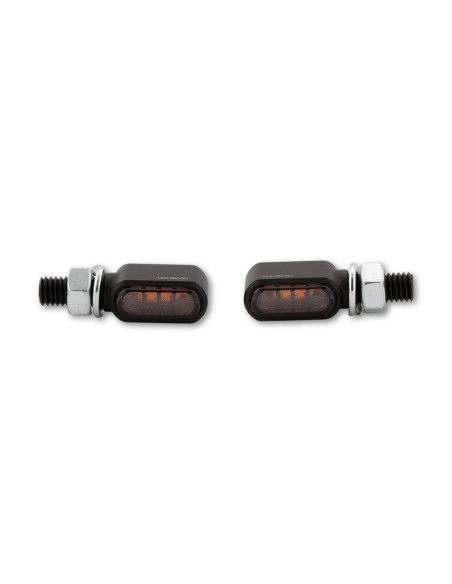 HIGHSIDER CNC LED Indicators Little Bronx, Black, Tinted Glass, E-Approved, (Pair)