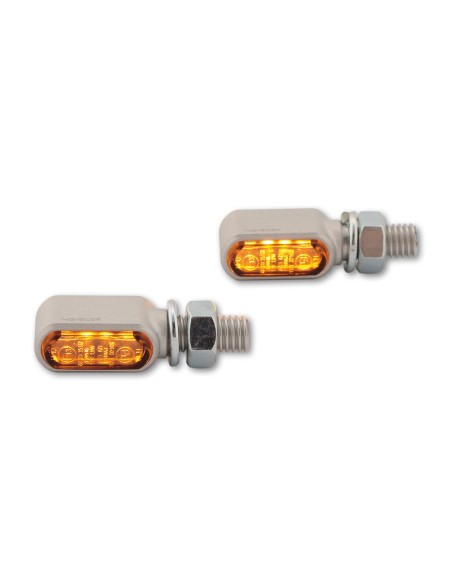 HIGHSIDER CNC LED Indicators Little Bronx, Silver, Tinted Glass, E-Approved, (Pair)
