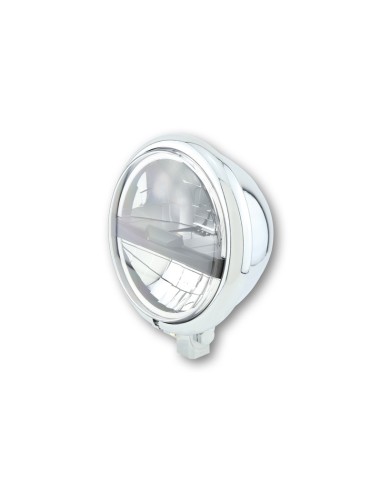 HIGHSIDER 5 3/4" LED Headlight Bates Style Type5, Chrome, Black Cover, Lower Fixed.