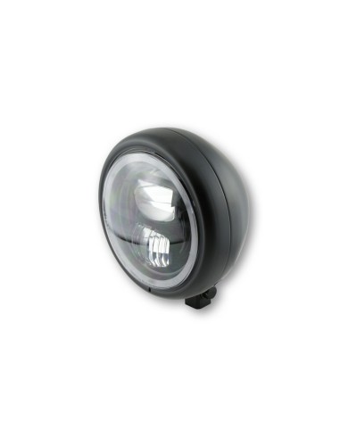 HIGHSIDER 5 3/4" LED Headlight Pecos Type7 With Parking Light Ring, Black Matt